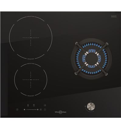 Placa de gas Vitrokitchen EN62IB gas butano 58 cm 4 fuegos mandos frontales