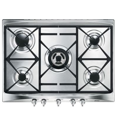 PLACA GAS SMEG SR275XGH2 5F 70/75CM INOX - SR275XGH2