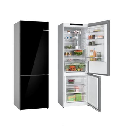 Bosch KGN49LBCF Serie 6, Frigorífico combinado de libre instalación,  Acabado en cristal, 203 x 70 cm, Negro