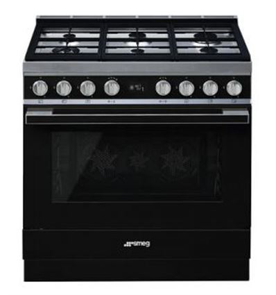 COCINA GAS SMEG CPF9GPBL 90X60CM 6F NEGRO A+ - CPF9GPBL