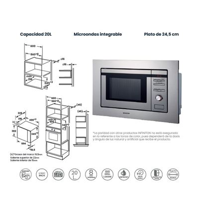 MICROONDAS INTEGR. INFINITON IMW1620 20L 800W GRIX - IMW-1620