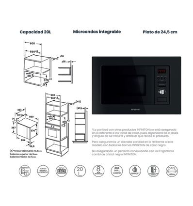 MICROONDAS INTEGR. INFINITON IMW20BTN 20L 800W GRO - IMW-20BTN
