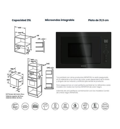 MICROONDAS INTEGR. INFINITON IMWGBK25 25L GRILL CW - IMW-GBK25