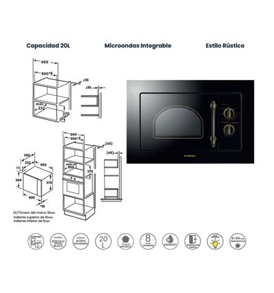 MICROONDAS INTEGR. INFINITON IMWRU20 20L 800W GRIO - IMW-RU20