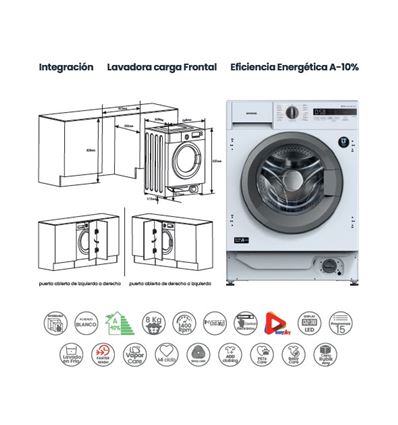 LAVADORA INTEGR. INFINITON WMB84ABN 8KG 1400RPM A% - WM-B84ABN