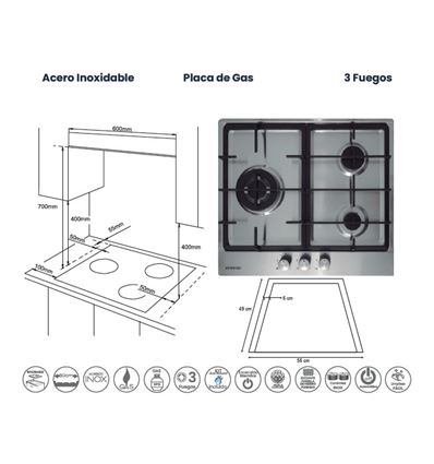 ENCIMERA INFINITON GAS320WB 3F INOX BUT - GAS-320WB