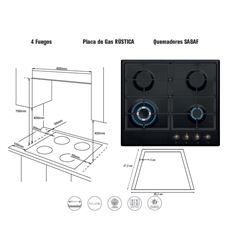 ENCIMERA INFINITON GAS41RO 60CM 4 FUEGOS NEGRO - GAS41RO
