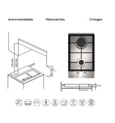 ENCIMERA MODULAR GAS-IX02 2F 30CM INOX - GAS-IX02