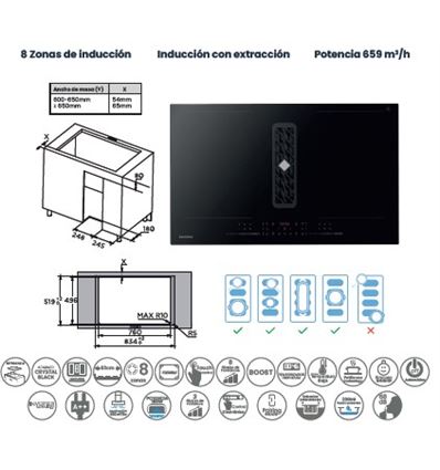INDUCCION EXTRACION INFINITON HH-W83A874 8ZONAS - HH-W83A874