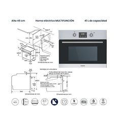 HORNO COMPACTO INFINITON 45AXD8 MULTIF. A INOX - HORNO45AXD8