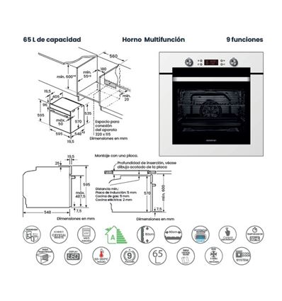 HORNO INFINITON 70WH19 MULTIF. A BLANCO - HORNO 70WH19.