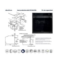 HORNO INFINITON HORNO DG70 60CM DARK INOX A+ - HORNO DG70