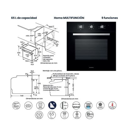 HORNO INFINITON M658BK MULTIF. A CRISTAL NEGRO - HORNOM658BK