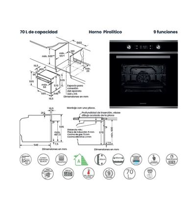 HORNO INFINITON P659AT MULTIF.PIROLITICO A CRISTAX - HORNO P659AT