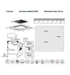 INDUCCION INFINITON IND3WH8G32 3 ZONAS CRSITAL BLO - IND3WH8G32