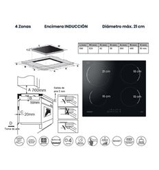 INDUCCION INFINITON IND4N74G29 60CM 4 ZONAS - IND4N74G29
