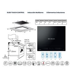 INDUCCION INFINITON INDF8BK74G38 60CM 8 ZONAS - INDF8BK74G38