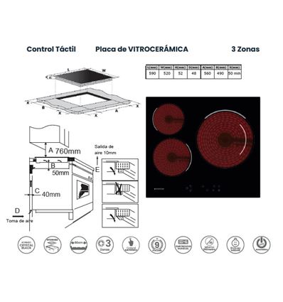 VITRO INFINITON VIT3P54W 3 ZONAS - VIT3P54W