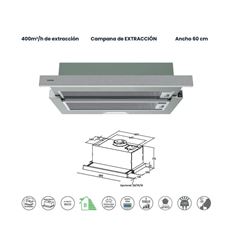 CAMPANA INFINITON 60 CMPE64ABL 400M3/H B INOX - CMPE-64ABL