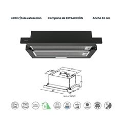 CAMPANA INFINITON CMPE-64NBL 60CM 400M3/H NEGRO B - CMPE-64NBL