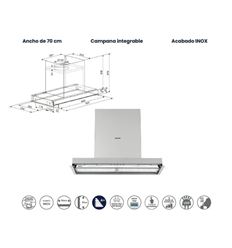 CAMPANA INFINITON 70 CMPGA7035 597,5M3/H A+ INOX - CMPG-A7035