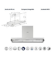CAMPANA INFINITON 90 CMPGA9035 599M3/H A+ INOX - CMPG-A9035