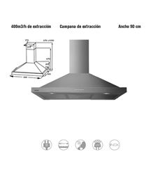 CAMPANA INFINITON CMPP-90S 90CM 400M3/H INOX C - CMPP-90S