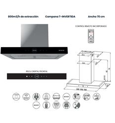 CAMPANA INFINITON 70 CMPTCLR71S 800 M3/H A INOX - CMPT-CLR71S