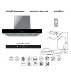 CAMPANA INFINITON 90 CMPTCLR92S 800M3/H A INOX - CMPT-CLR92S