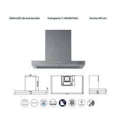 CAMPANA INFINITON 60 CMPTSTL6T6 600M3/H C INOX - CMPT-STL6T6