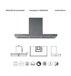 CAMPANA INFINITON CMPT-STL9T8 90CM 600M3/H C - CMPT-STL9T8