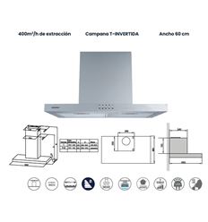 CAMPANA INFINITON 60 CMPTTSH6B40 400M3/H B INOX - CMPT-TSH6B40