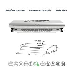 CAMPANA INFINITON 60 CMPV620XB10 200M3/H B INOX