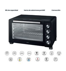 MINI HORNO INFINITON HSM25N60 60L 2000W NEGRO - HSM-25N60