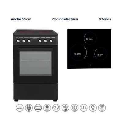 COCINA INFINITON CC-B550V3 50CM 43L NEGRO A - CC-B550V3