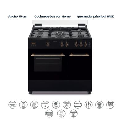 COCINA INFINITON CCRST90EPH 80X90 5F BUT NEGRO - CCRST90EPH