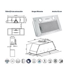 CAMPANA INFINITON CMPG-527 52CM 720M3/H A+ - CMPG-527