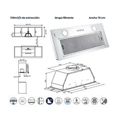 CAMPANA INFINITON CMPG-702 70CM 720M3/H A+ - CMPG-702