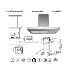 CAMPANA ISLA INFINITON 90 CMPTISH99X 800M3/H A INX - CMPT-ISH99X