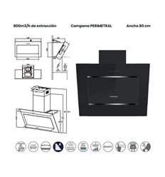 CAMPANA INFINITON 80 CMPTRAL80B 800M3/H A NEGRO - CMPTRAL-80B