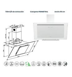 CAMPANA INFINITON 90 CMPTRALBL94 720M3/H A+ BLANCA - CMPTRAL-BL94