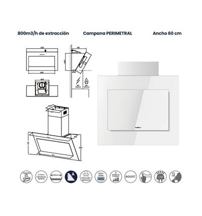 CAMPANA INFINITON 60 CMPTRALBLC63 800M3/H A BLANCA - CMPTRAL-BLC63