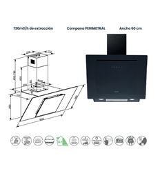 CAMPANA INFINITON CMPTRAL-N68 60CM 720M3/H A+ - CMPTRAL-N68