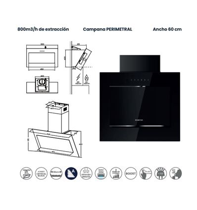 CAMPANA INFINITON 60 CMPTRALNG61 800M3/H A NEGRO - CMPTRAL-NG61