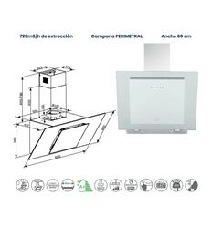 CAMPANA INFINITON 60 CMPTRALW69 720M3/H A+ BLANCA - CMPTRAL-W69