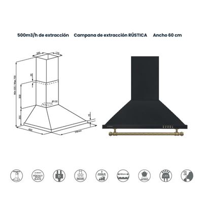 CAMPANA INFINITON CMPP-RU61 60CM 500M3/H D - CMPP-RU61