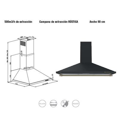 CAMPANA INFINITON CMPP-RU92 90CM 500M3/H D - CMPP-RU92