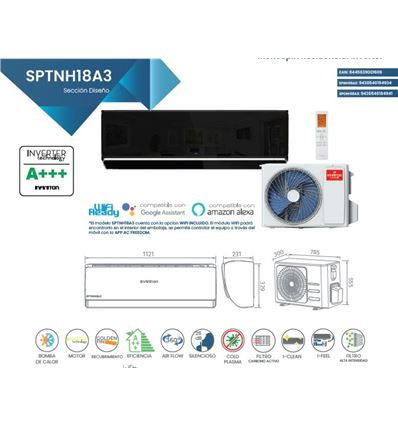 AA SPLIT INFINITON SPTNH18A3 NEGRO 5.3KW WIFI A+++ - SPTNH18A3