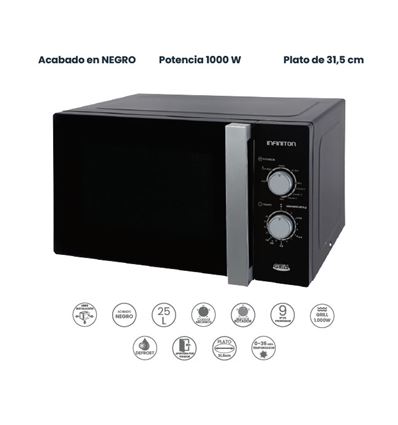 MICROONDAS INFINITON MWB25LS 25L 900W GRILL NEGRO - MW-B25LS