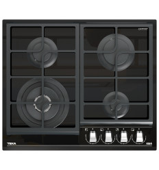 Encimera de gas Teka GZC64320XB 4 fuegos 60 cm sin mandos con cristal negro